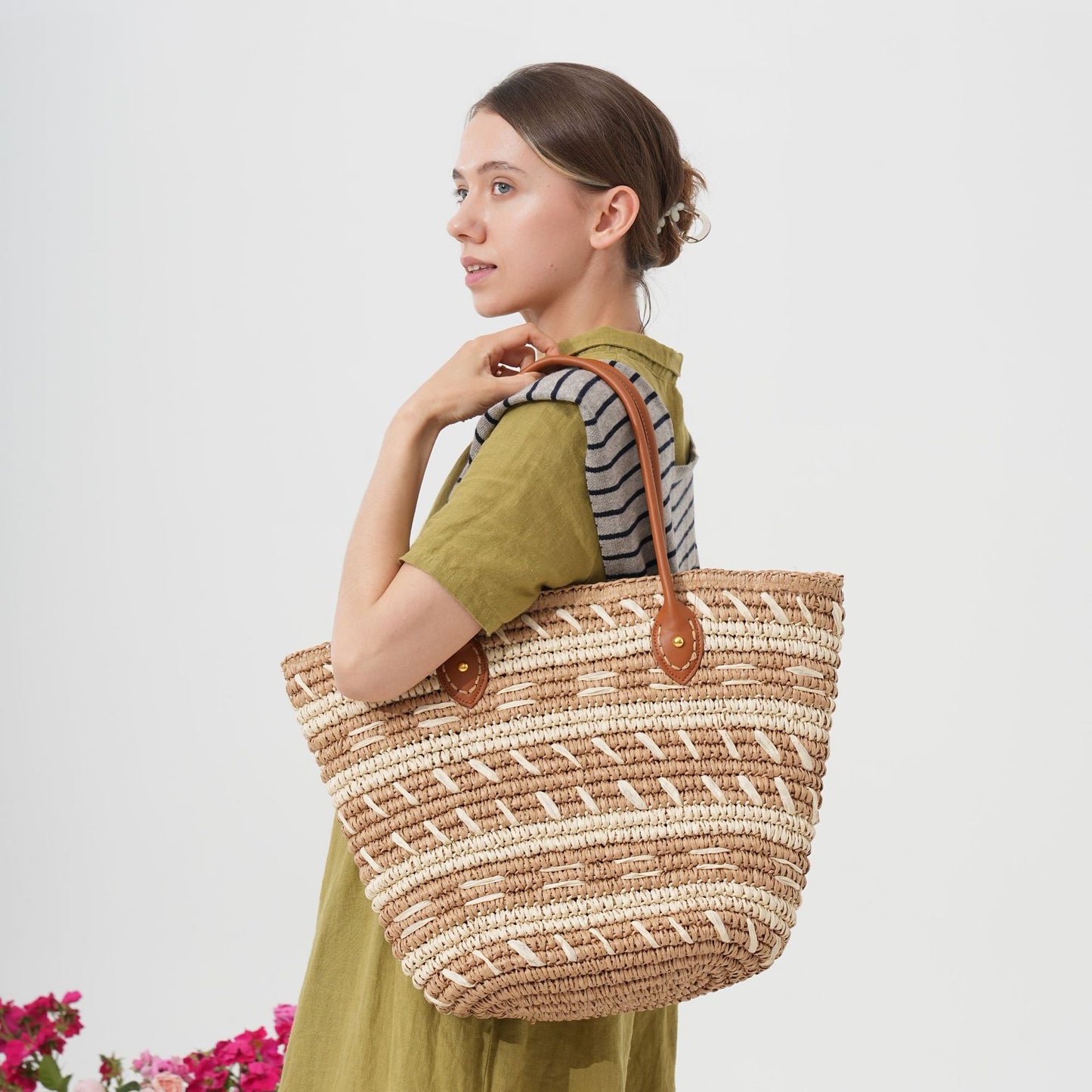 Gepunktete Bast-Handtasche Brehn