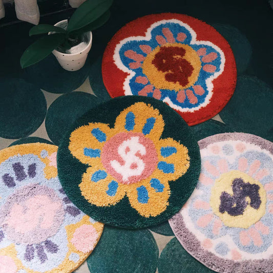 Farbenfroher Blumenmotiven-Plüsch-Teppich Brehn