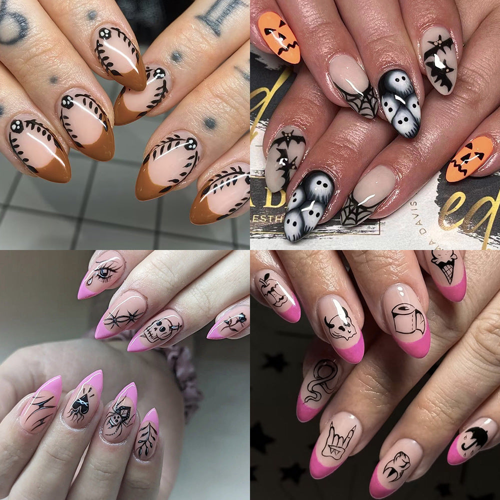 Künstlerisches Halloween-inspiriertes Aufklebenägel-Set Brehn