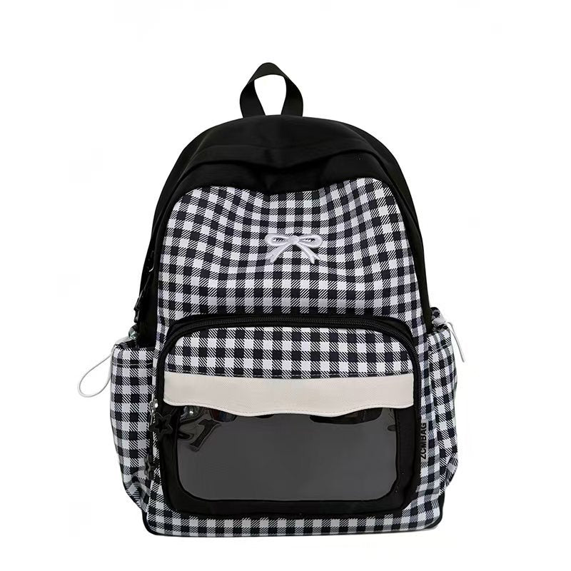Rucksack Im Modernen Karomuster mit Transparentem Sichtfenster Brehn
