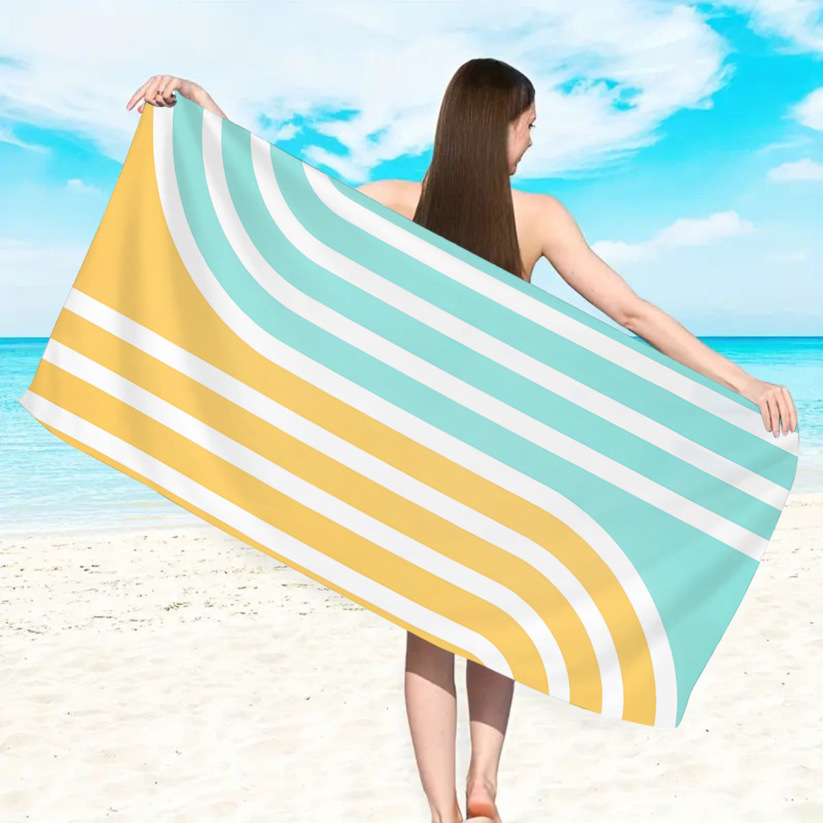 großes und weiches Strandtuch mit Streifenmuster Brehn