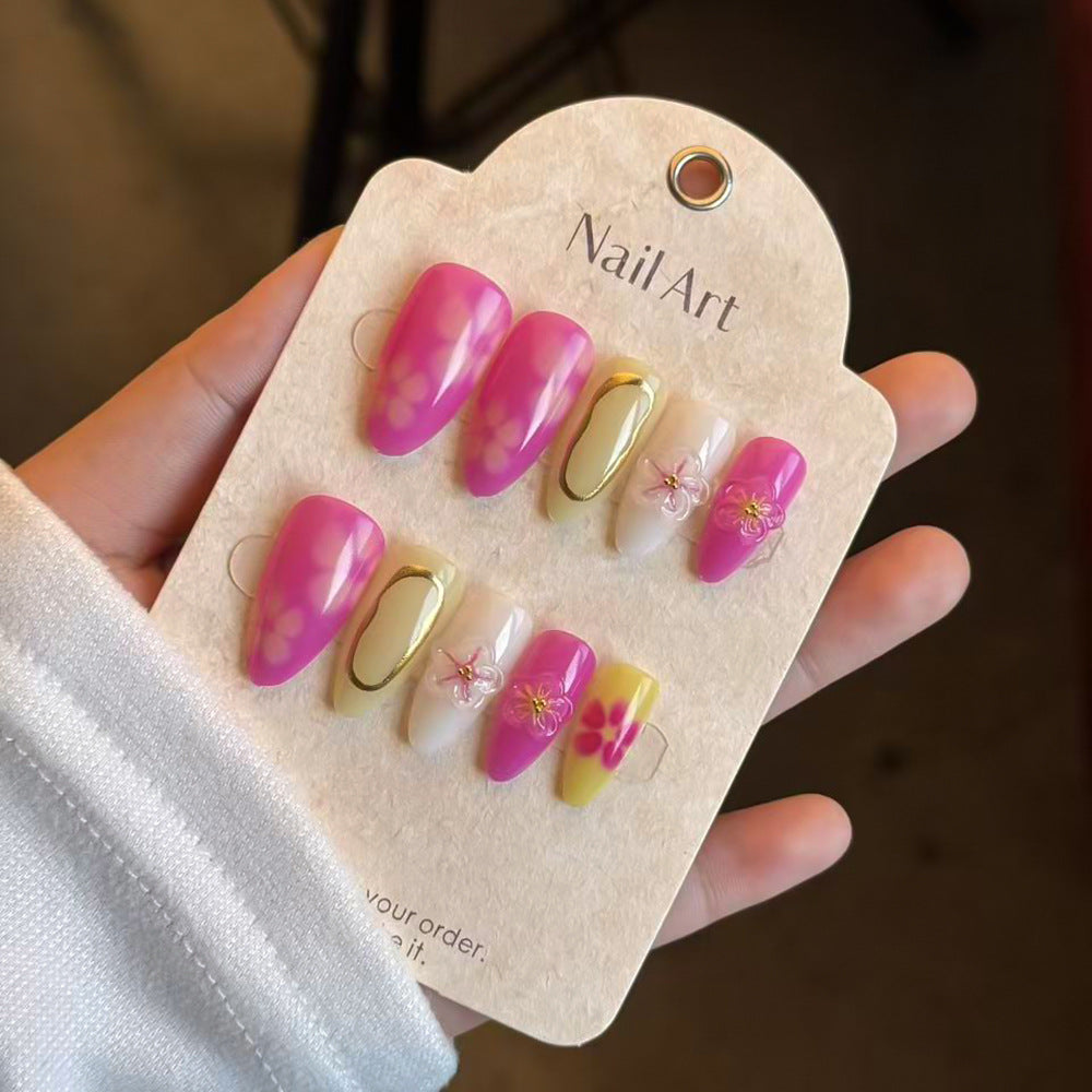Künstlerisches Press-On-Nagelset mit Blumendesign Brehn
