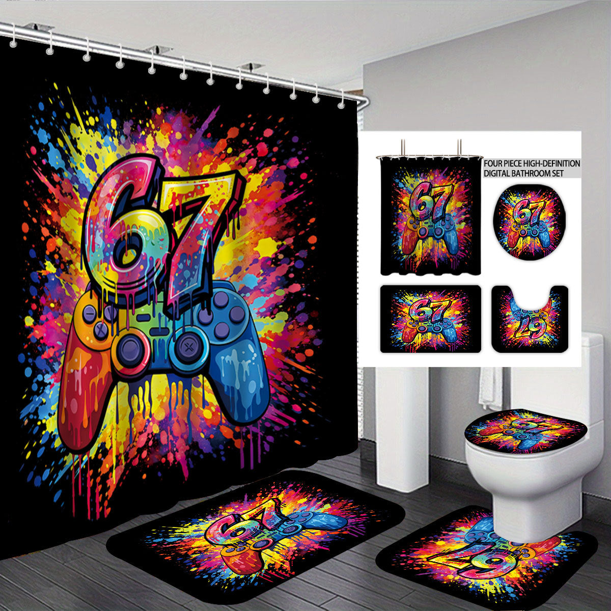 Digital Art-Themen Vier-Teiliges Badezimmer-Set Brehn