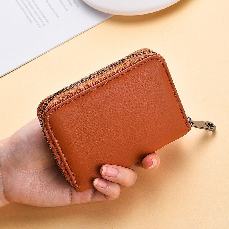 Kompakte Reißverschluss Leder Brieftasche