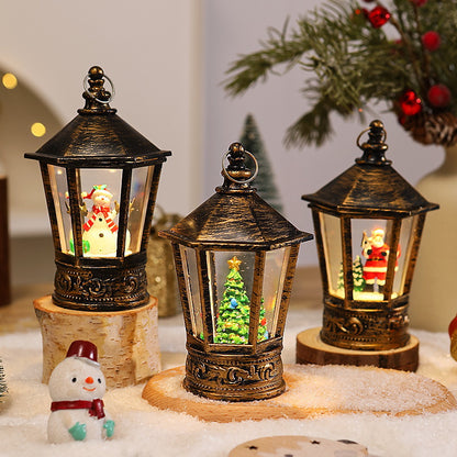 Nostalgische Weihnachtslaterne mit leuchtendem Weihnachtsmann-Motiv Brehn