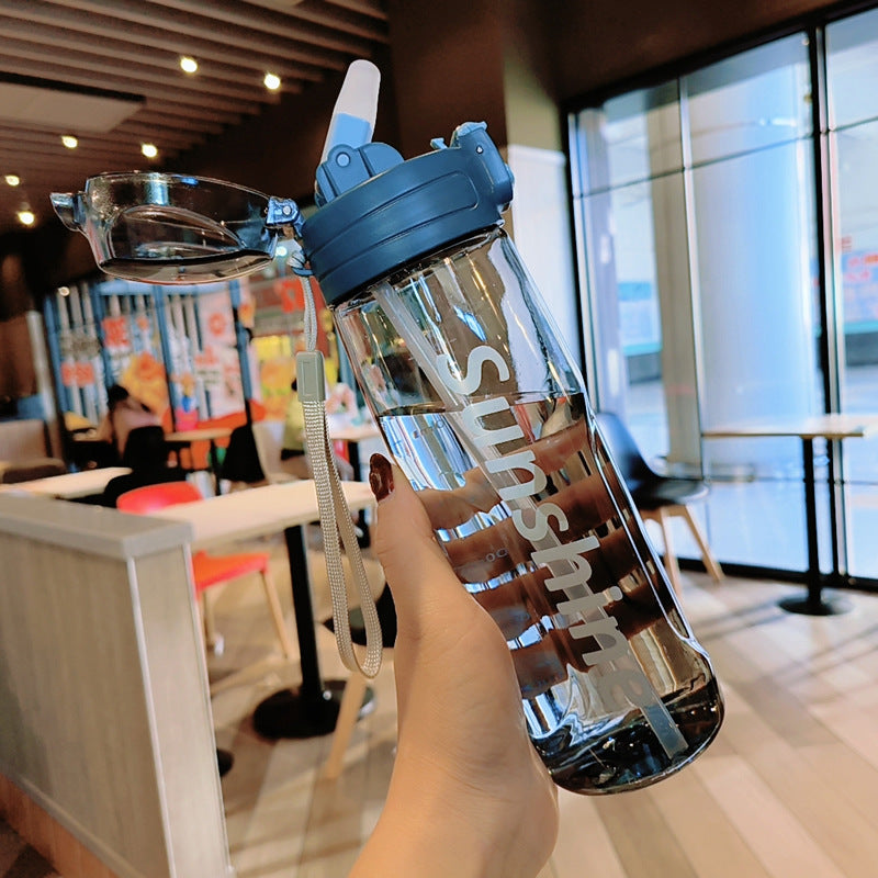 Damen transparente Trinkflasche mit ergonomischem Deckel Brehn