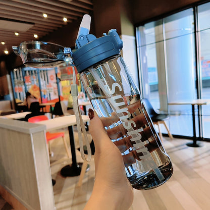 Damen transparente Trinkflasche mit ergonomischem Deckel Brehn