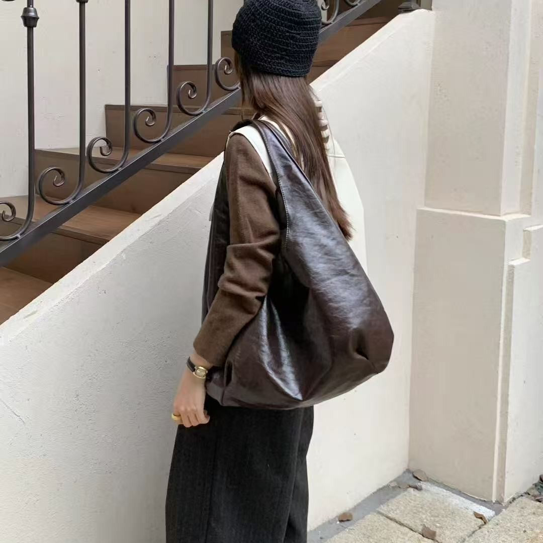 Oversized Lässige Leder Schultertasche