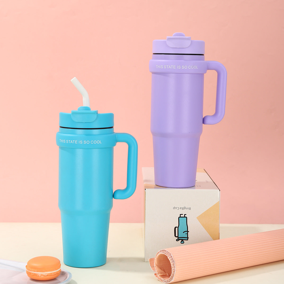 Unisex Trinkbecher mit integriertem Strohhalm Brehn