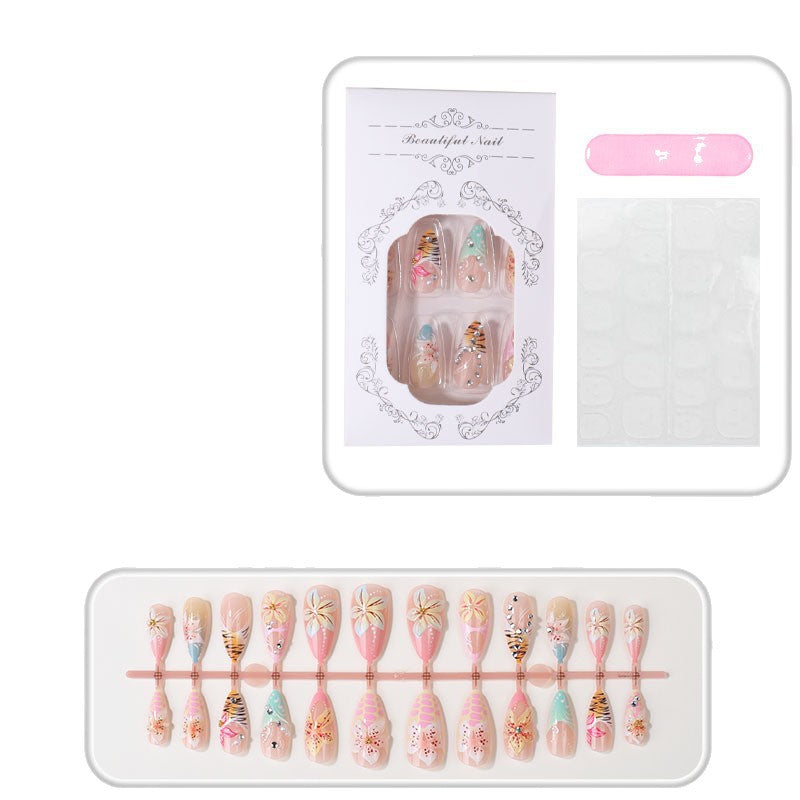 Tropisches Floral Press-On Nagelset Brehn