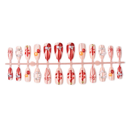 Festliches Feiertagsornament Press-On Nagelkunst Set