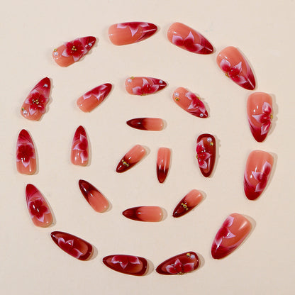 Florale Akzent Stiletto Nagelkunst Verlängerungen Brehn