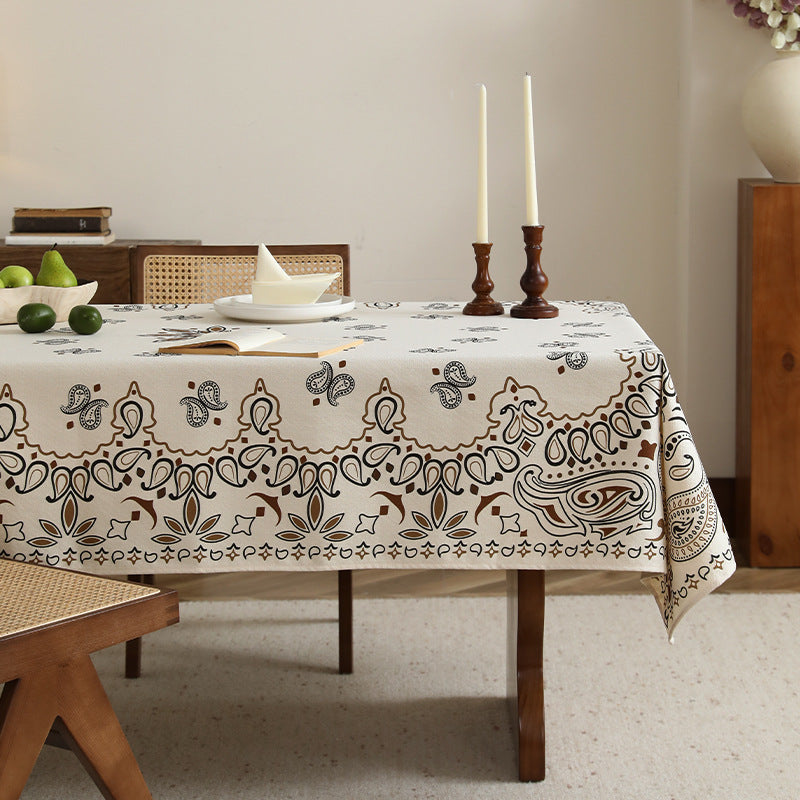 Bedruckte rechteckige Tischdecke aus Baumwollmischung mit Paisley‑Bordüre Brehn