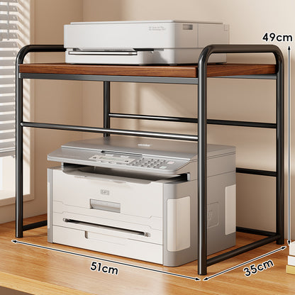 Zwei-Tier Metall- und Holzdruckerstand mit schiebbarer Mesh-Schublade und Unterregal-Speicher