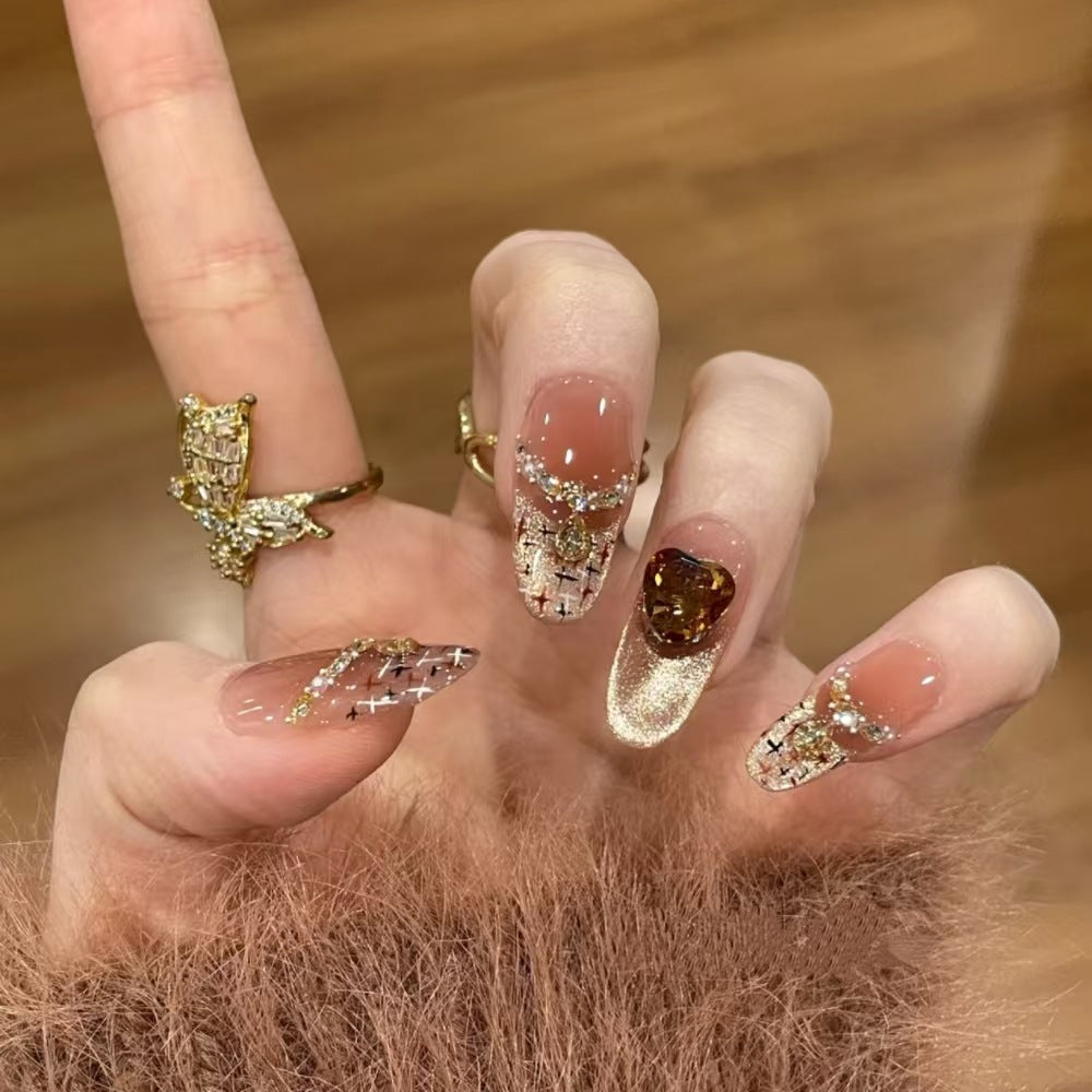 Künstlerische Stiletto Press-On Nagelkunst Brehn