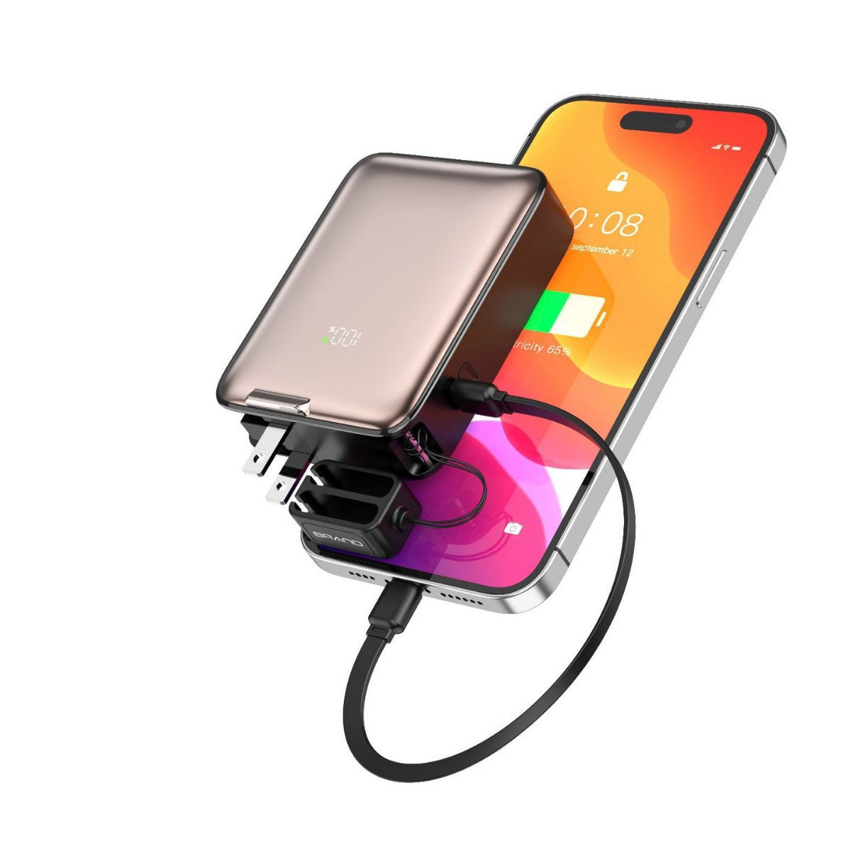 Tragbare Powerbank mit Integriertem Magnetladegerät und Intelligenter Led-Anzeige Brehn