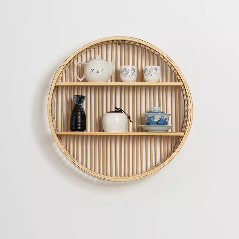 Runde Wandregal Aus Natürlichem Rattan Brehn