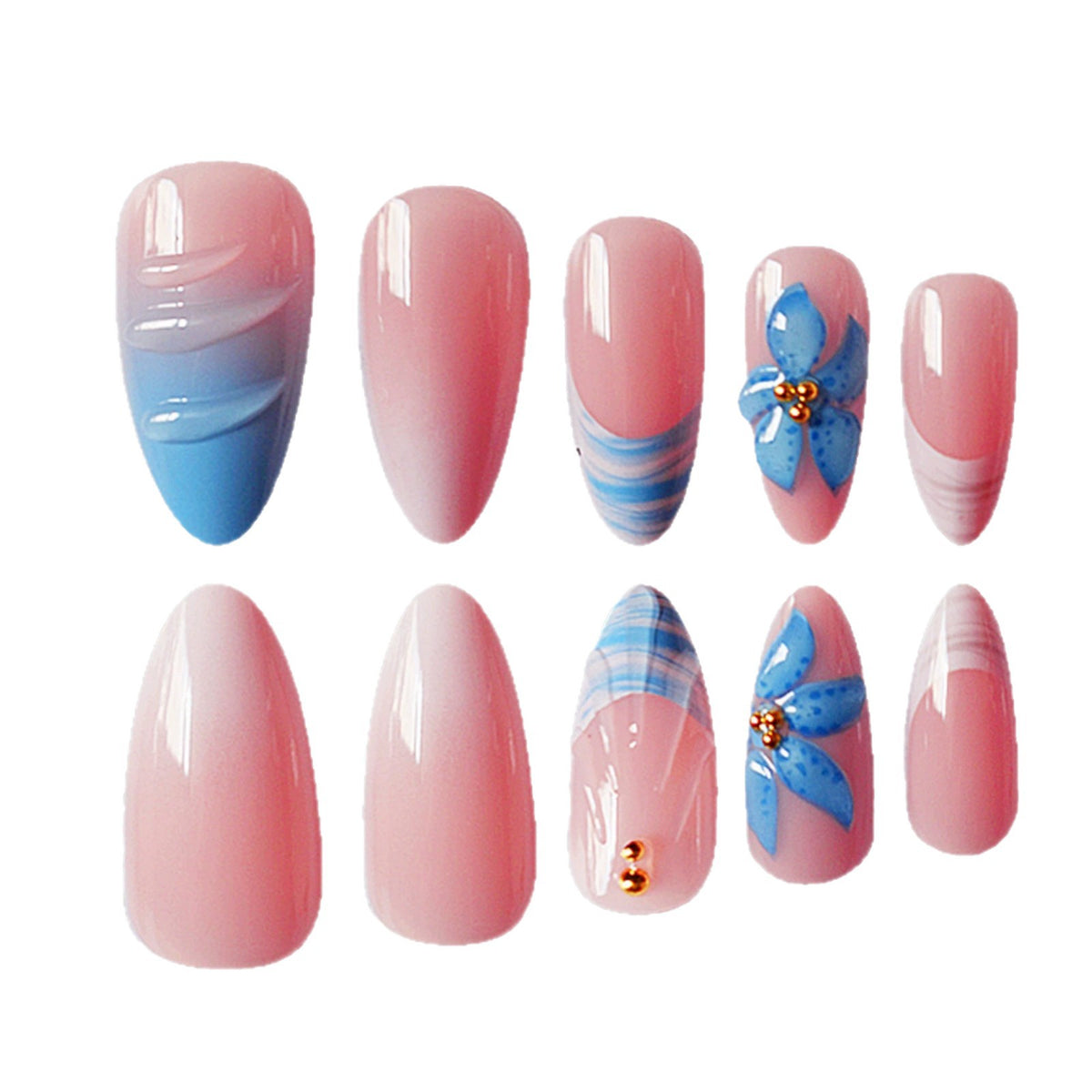 Künstlerische Muschel-inspirierte Acryl-Nagelverlängerungen Brehn