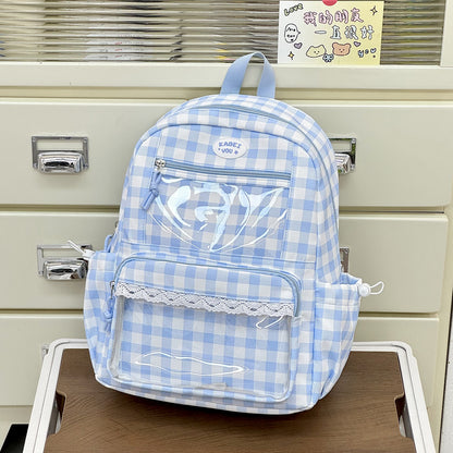 Transparente Fronttaschen Karomuster Rucksack Brehn