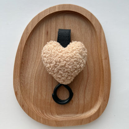 Plüsch Herz Taschenanhänger Schlüsselring mit Stoffschlaufe und Gummi O-Ring