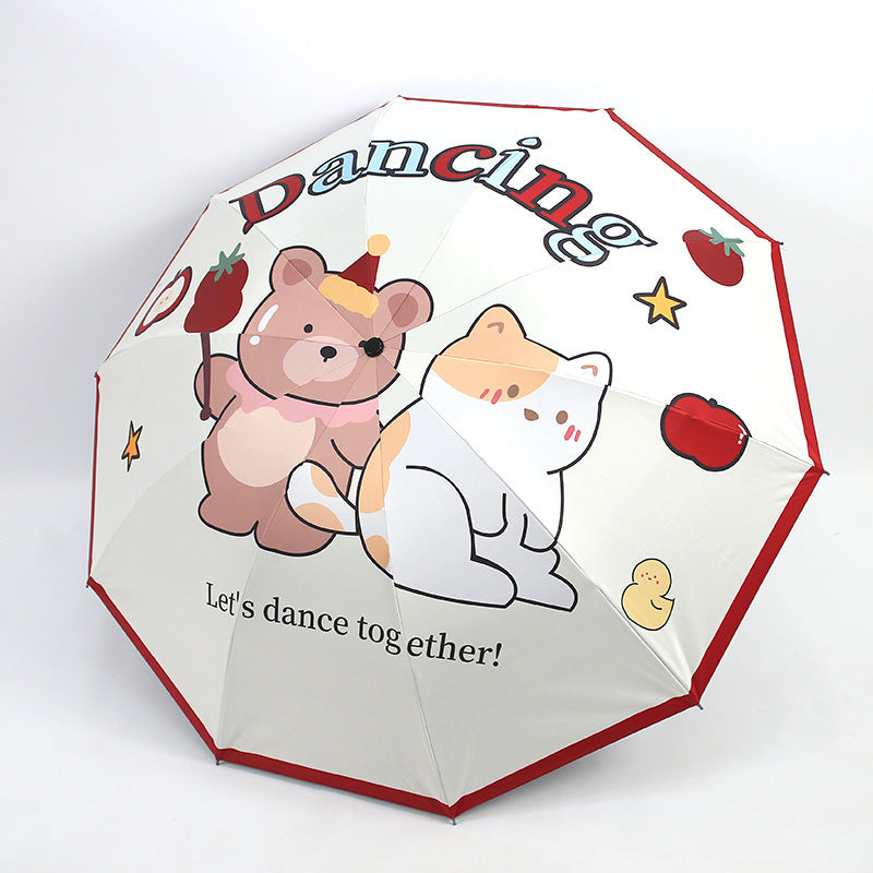 Damen kreativer Falt-Regenschirm mit niedlichem Bärenmotiv Brehn