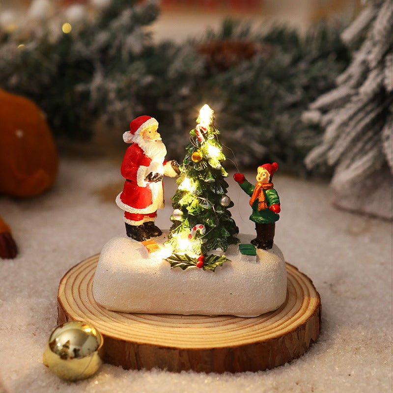 Beleuchtete Weihnachtsfigur mit Weihnachtsbaum Brehn