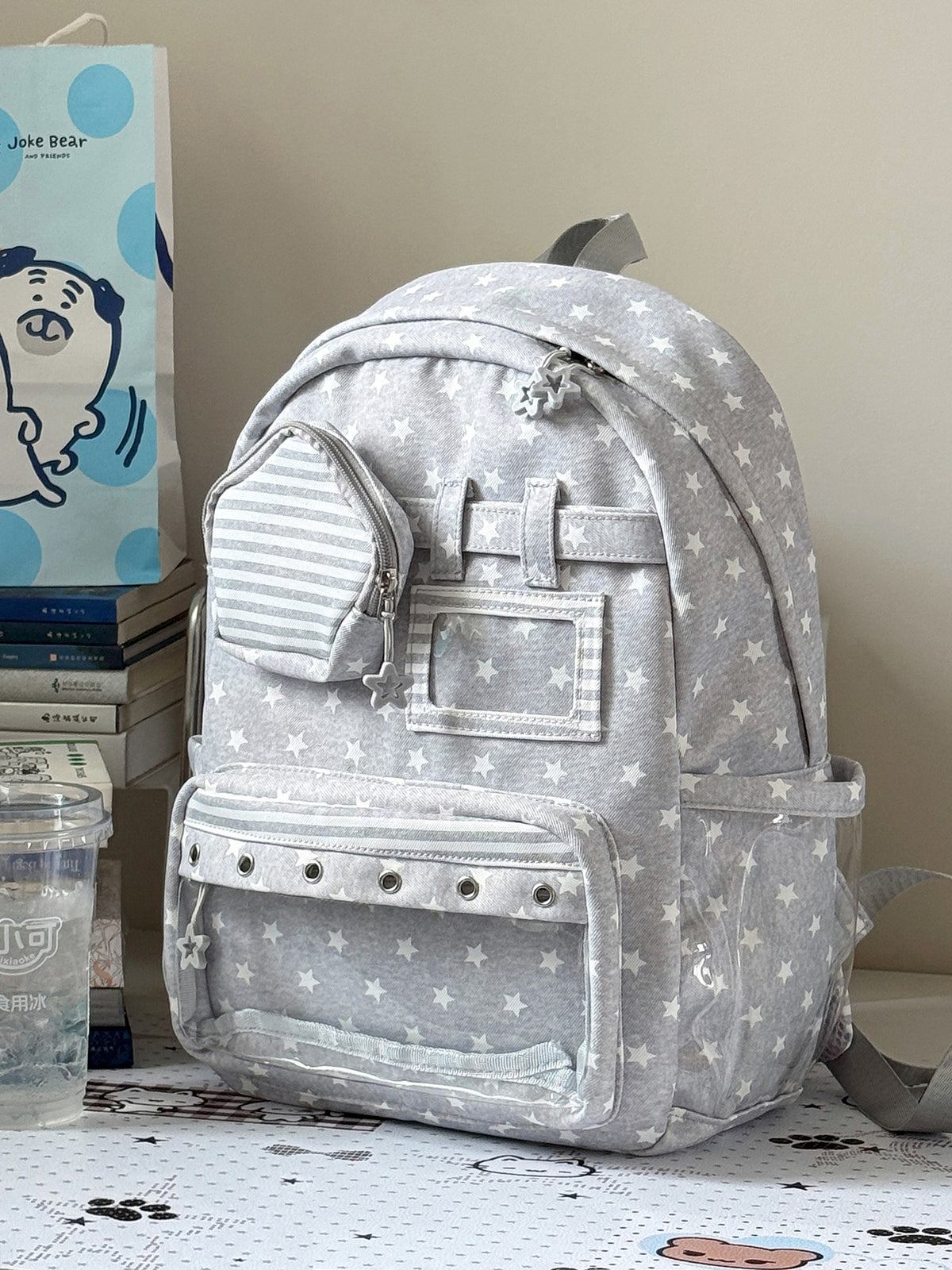 Stilvoller Mehrfach-Taschen Klar-Panel Rucksack Brehn