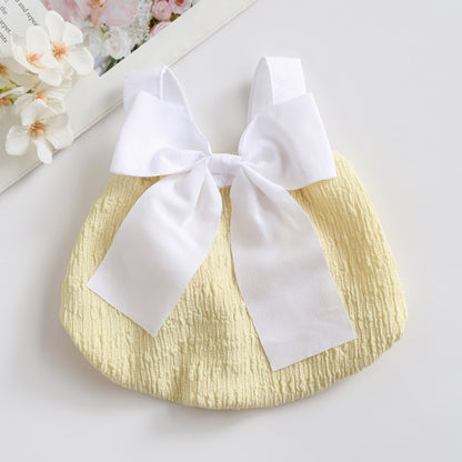 Säuglings Smocked Halter Einteiler mit Übergroßer Schleife Rücken