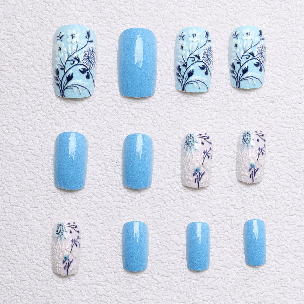 Botanische Blumen Press-On Nagelkunst Brehn