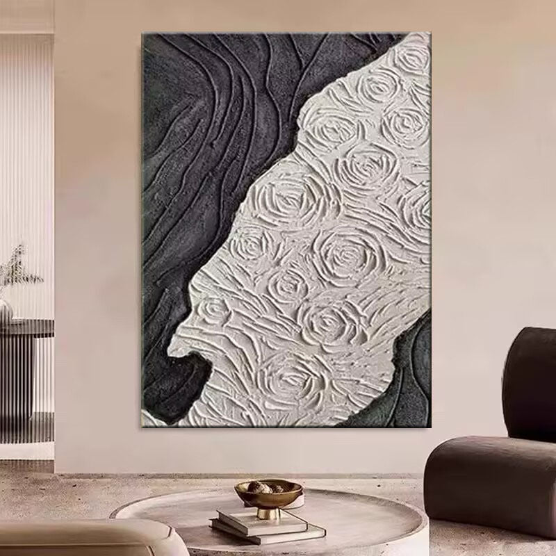 Texturierte abstrakte florale Leinwandwandkunst