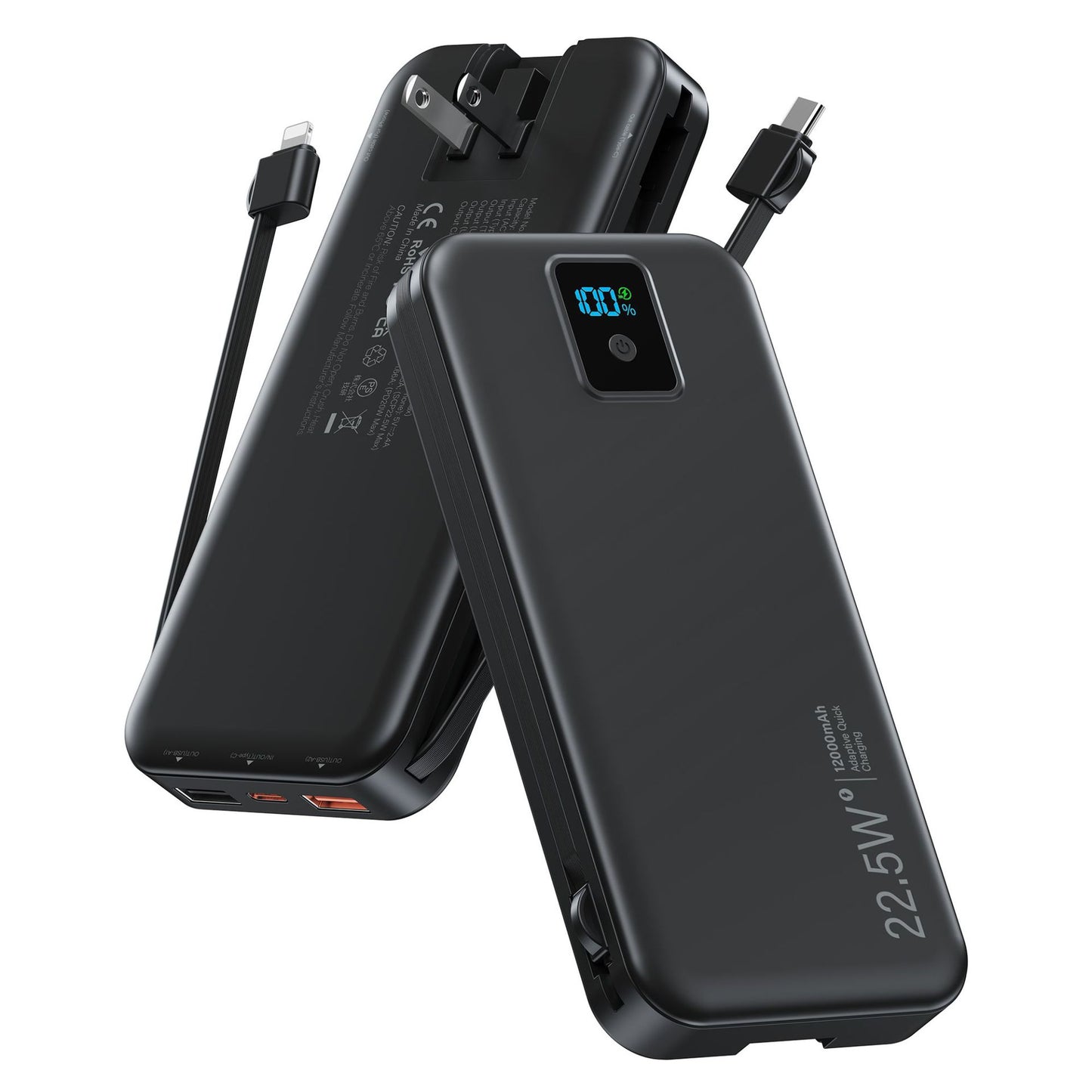 Powerbank mit Digitalem Lcd-Display und Integriertem Ladegerät Brehn