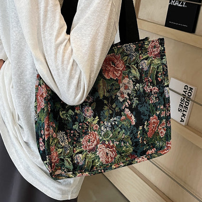 Florale gestickte Wandteppich Tragetasche
