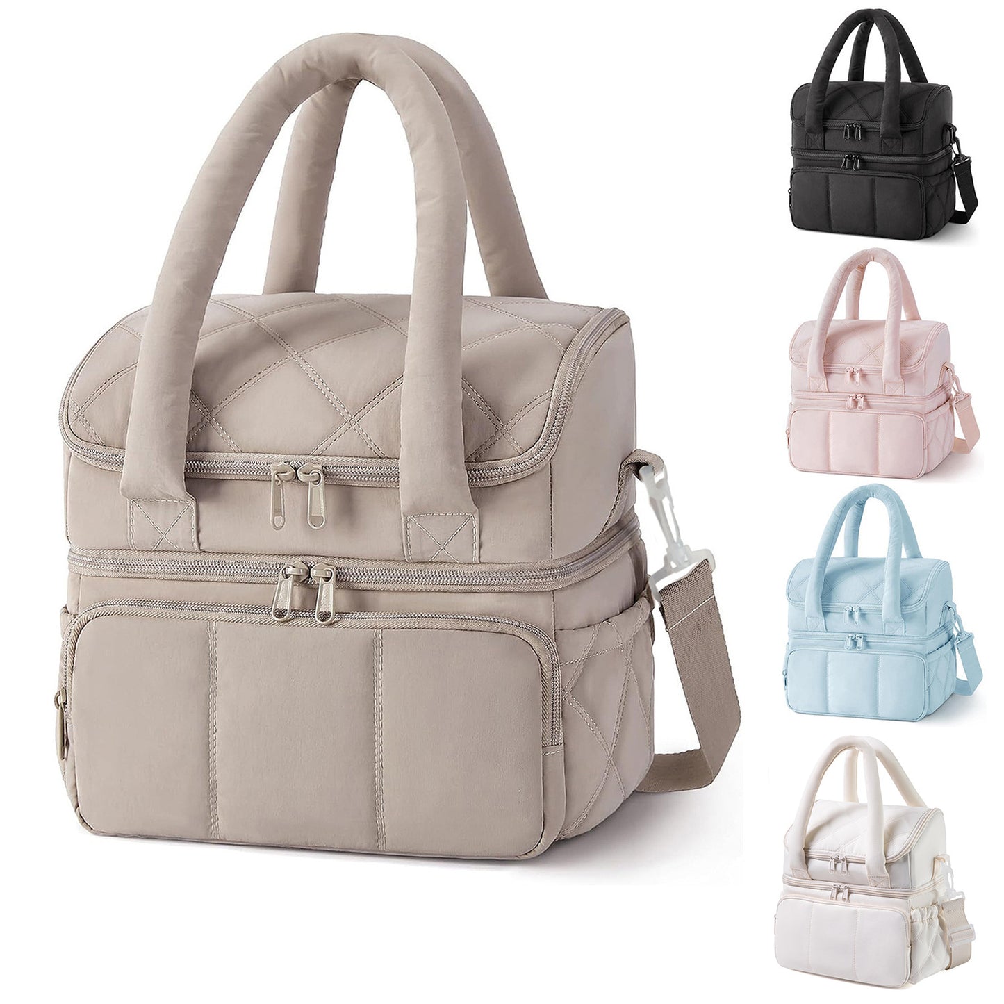 Damen Isolierte Kühltasche mit mehreren Fächern und abnehmbarem Schultergurt Brehn