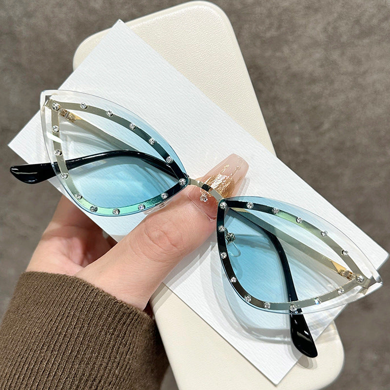 Rhinestone-besetzte Katzenaugen-Fashion-Sonnenbrille