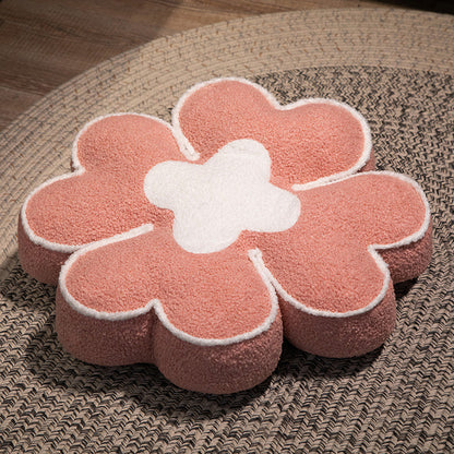 Gepolstertes Sitzkissen in Blumenform mit Kunstleder‑Mittelstück und flauschiger Randpolsterung