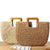 Handgefertigte Strohtasche mit Holzgriff Brehn