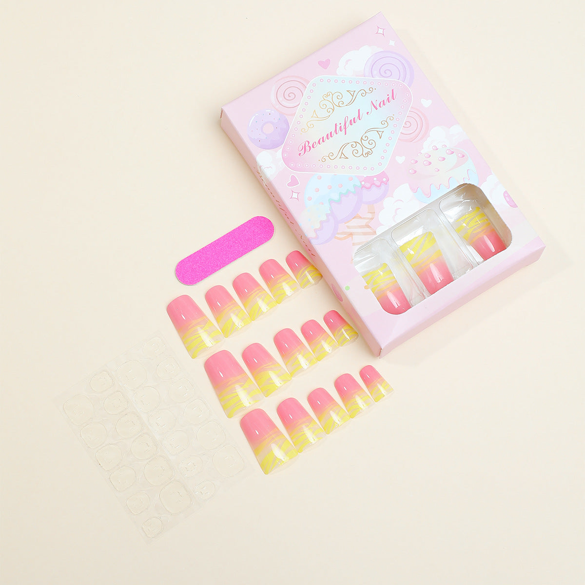 Künstlerisches Ombre Press-On Nagelset Brehn
