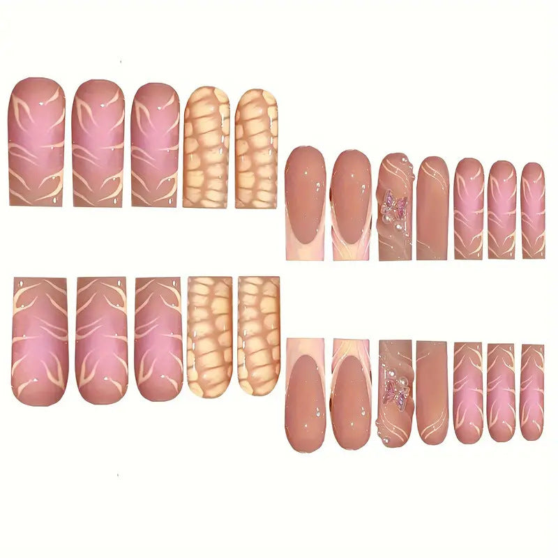 Chic 3D Floral Press-On Nail Art Brehn