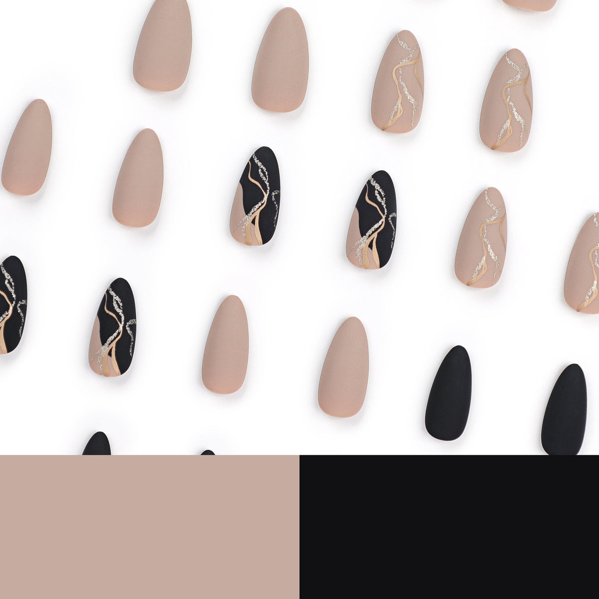 Kunstvolle Nageldesigns mit elegantem Goldakzent Brehn