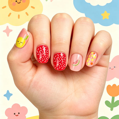 Kunstnagelset mit verspielten Flamingo- und Streifenmotiven Brehn