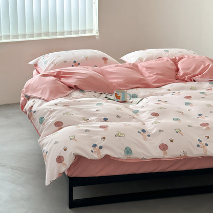 Cartoon Puppy Bedruckte Baumwollsatin Bettwäsche Set mit Kissenbezügen