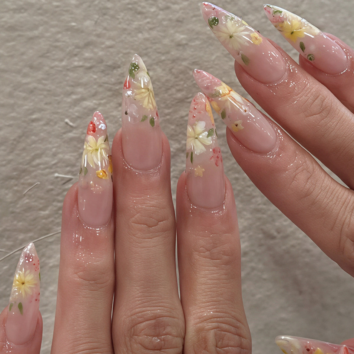 Florale Kunst Acryl Nagelspitzen Brehn