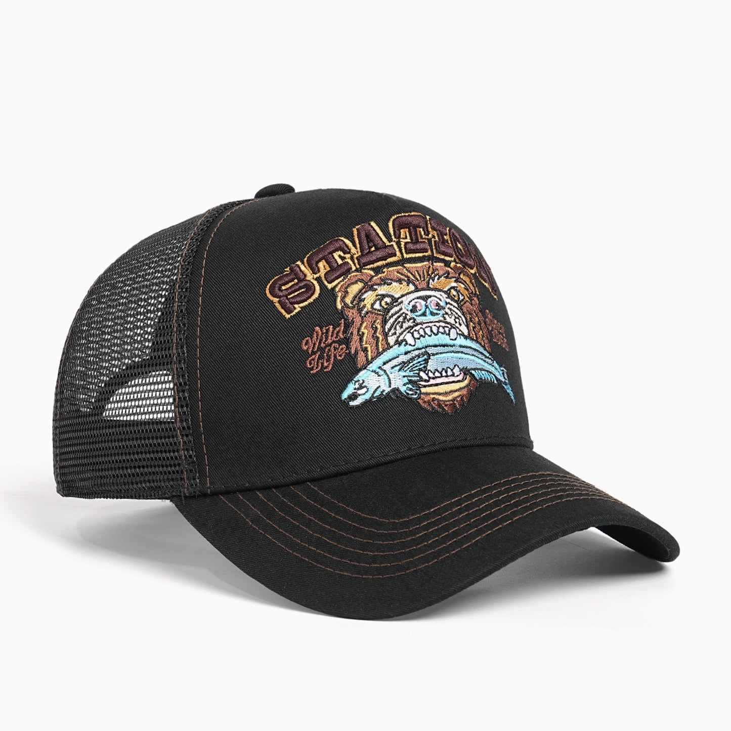 Damen Trucker Cap mit großem Stickmotiv Brehn