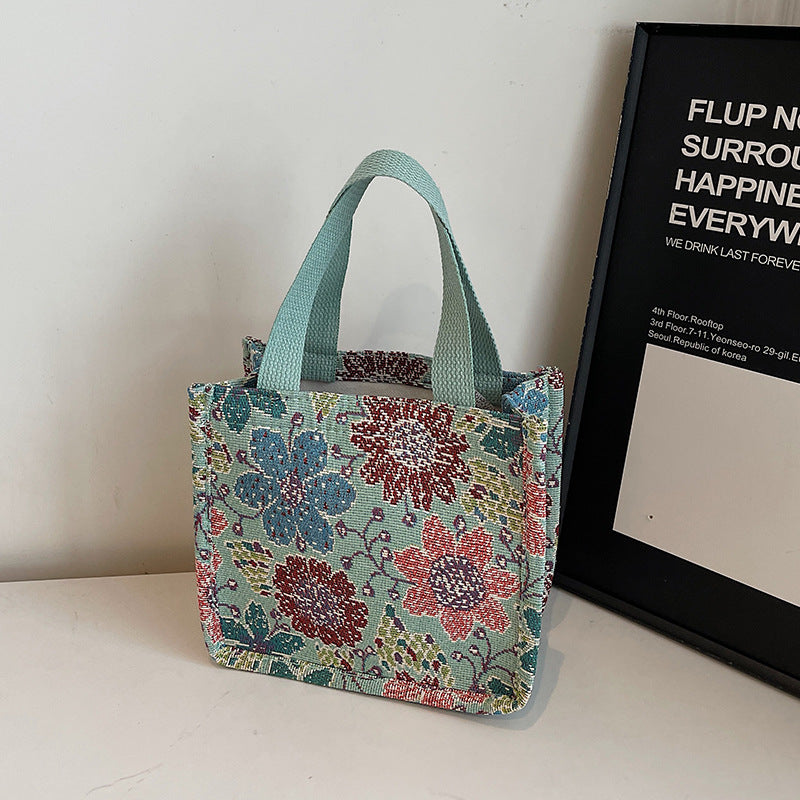 Florale gestickte Wandteppich Tragetasche