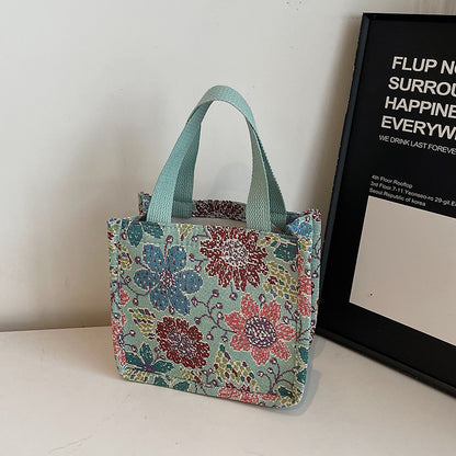 Florale gestickte Wandteppich Tragetasche