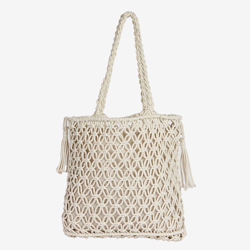 Damen Makramee Strandtasche mit eleganten Fransen Brehn