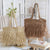 Trendige Basttasche mit Fransigen Details Brehn
