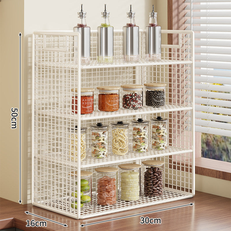Kompakter zweistufiger Metallgitter-Theken-Gewürz- und Vorratsglas-Organizer