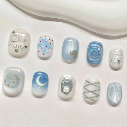 Verspielt Charakter Press-On Nagelkunst Set Brehn