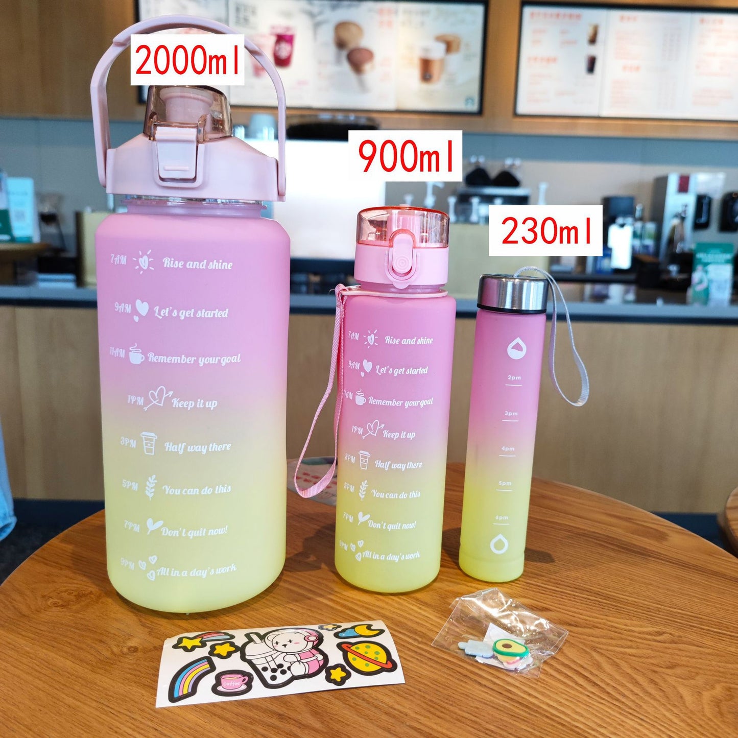 Damen Motivierende Trinkflasche mit Zeitmarkierungen Brehn
